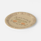 Familie.  Thanksgiving feestdag. Personaliseer. Papieren Bordje (Gekanteld)