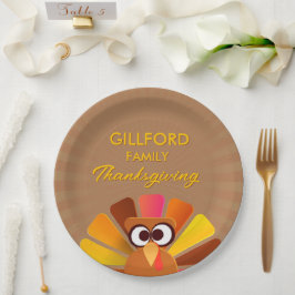 Familie Thanksgiving gepersonaliseerd Papieren Bordje
