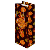 Familie Thanksgiving Turkije herfst lekt pompoen Wijn Cadeautas (Achterkant Gekanteld)