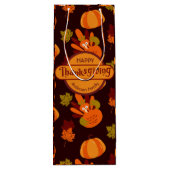 Familie Thanksgiving Turkije herfst lekt pompoen Wijn Cadeautas (Achterkant)