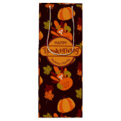 Familie Thanksgiving Turkije herfst lekt pompoen Wijn Cadeautas (Voorkant)