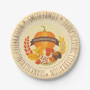  Familie.  Thanksgiving Viering.Personaliseer. Papieren Bordje