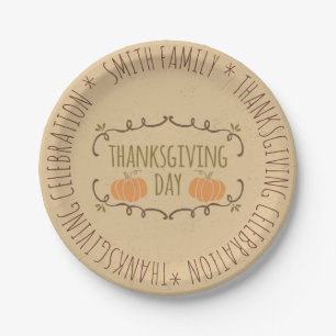  Familie.  Thanksgiving Viering.Personaliseer. Papieren Bordje