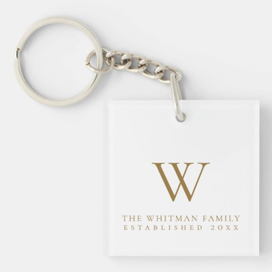 Familie Thuis Monogram Goud Wit Sleutelhanger (voorkant)