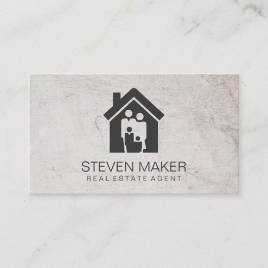 Familie thuis | Visitekaartje van een makelaar in  (Voorkant)