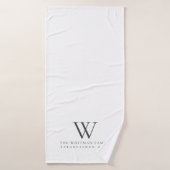 Familie Thuismonogram Witte houtskool Badhanddoek (Badhanddoek)