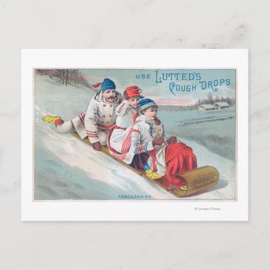 Familie Tobogganing en gebruik van drooggekookte h Briefkaart (Voorkant)