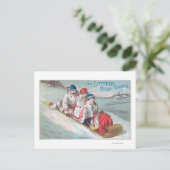 Familie Tobogganing en gebruik van drooggekookte h Briefkaart (Staand voorkant)