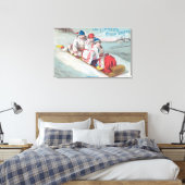 Familie Tobogganing en gebruik van drooggekookte h Canvas Afdruk (Insitu (Slaapkamer))