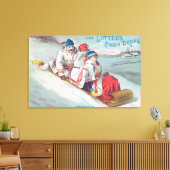 Familie Tobogganing en gebruik van drooggekookte h Canvas Afdruk (Insitu (Woonkamer))