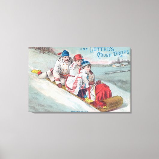Familie Tobogganing en gebruik van drooggekookte h Canvas Afdruk (Voorkant)