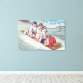 Familie Tobogganing en gebruik van drooggekookte h Canvas Afdruk (Insitu (Houten vloer))