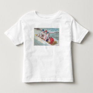 Familie Tobogganing en gebruik van drooggekookte h Kinder Shirts
