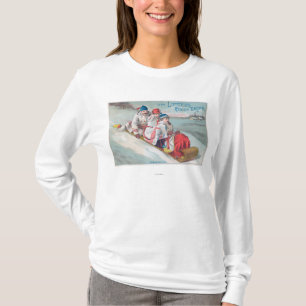 Familie Tobogganing en gebruik van drooggekookte h T-shirt