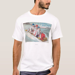 Familie Tobogganing en gebruik van drooggekookte h T-shirt