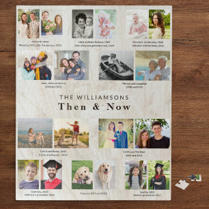 Familie Toen en Nu 20 Foto Aangepaste Aandenken Legpuzzel