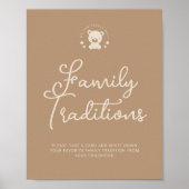 Familie Tradities Beige Beer Baby shower Sign Poster (Voorkant)