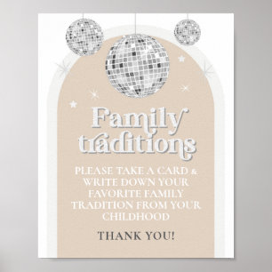 Familie Tradities Spel Teken Disco Ball Baby showe Poster