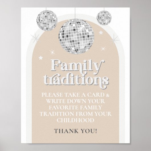 Familie Tradities Spel Teken Disco Ball Baby showe Poster (Voorkant)