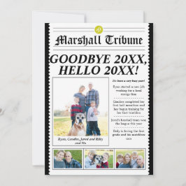 Familie Tribune Vakantie Nieuwjaarskaart geel Feestdagenkaart