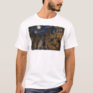 Familie Trick-or-Treating Halloween Nacht Illustra T-shirt