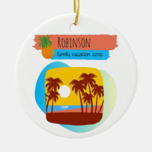 Familie Tropische Beach Vacation Souvenir Kerstmis Keramisch Ornament