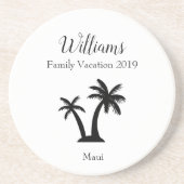 Familie Tropische Vacking Palm Tree Keepomwille Zandsteen Onderzetter (Voorkant)