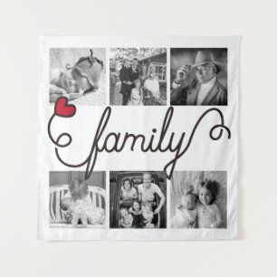 Familie Typografie Kunst Rode Hart Instagram Foto' Wandkleed