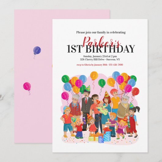 Familie uitnodiging op feestdag (Voorkant / Achterkant)