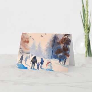 Familie-uitstapje Aquarel Wenskaart Kaart