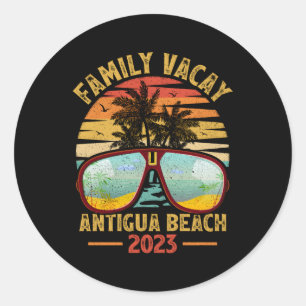 Familie Vacay 2023 Barbuda Antigua Strand Ronde Sticker