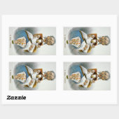  familie, vader met baby's en pokerhand rechthoekige sticker (Vel)