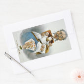  familie, vader met baby's en pokerhand rechthoekige sticker (Envelop)