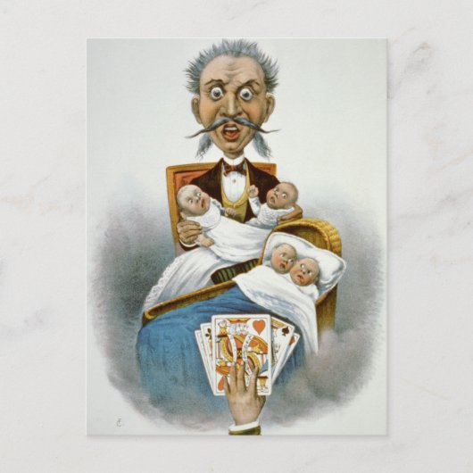  familie, vader met Quadruplet baby's Briefkaart (Voorkant)