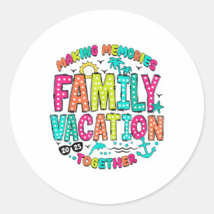 Familie Vakantie 2025 Familie Matching Zomer Vacat Ronde Sticker