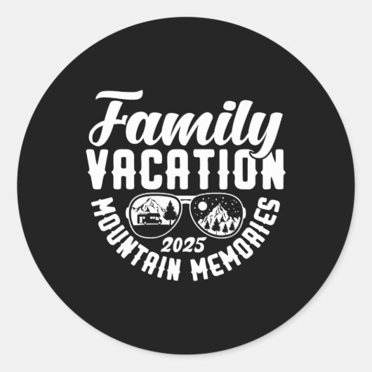 Familie Vakantie 2025 Mountain Memories Matching F Ronde Sticker (Voorkant)
