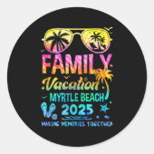 Familie Vakantie 2025 Myrtle Beach Matching Memori Ronde Sticker (Voorkant)