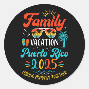 Familie Vakantie 2025 Puerto Rico Matching Zomer V Ronde Sticker