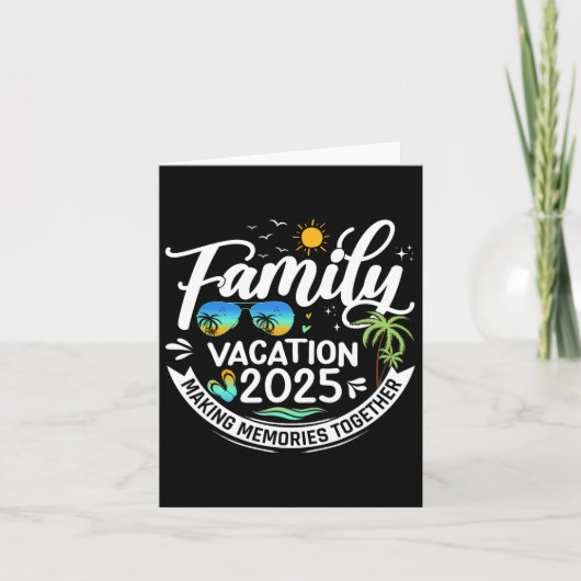 Familie Vakantie 2025 Strand Bijpassende Zomer Vak Kaart (Voorkant)