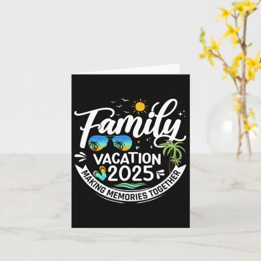 Familie Vakantie 2025 Strand Bijpassende Zomer Vak Kaart (Gele Bloem)
