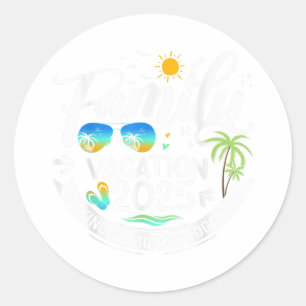 Familie Vakantie 2025 Strand Matching Familie Zome Ronde Sticker