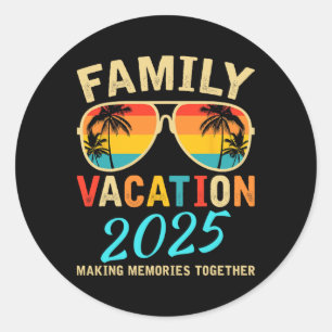Familie Vakantie 2025 Strand Matching Zomer Vakant Ronde Sticker