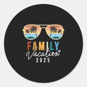 Familie Vakantie 2025 Strand Zomer Mannen Vrouwen  Ronde Sticker