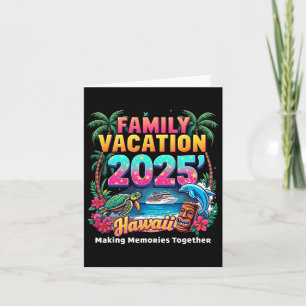 Familie Vakantie 2025 Vintage Hawaï Zomer Matchend Kaart