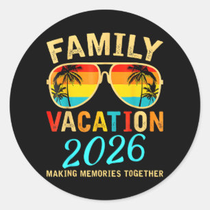 Familie Vakantie 2026 Strand Matching Zomer Ronde Sticker