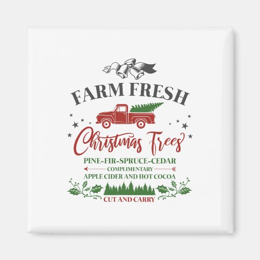 Familie Vakantie  Boerderij Verse Kerstbomen Magneet (Voorkant)