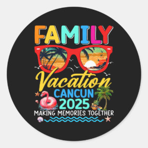Familie Vakantie Cancun 2025 Zomer Matching Groep Ronde Sticker