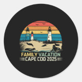 Familie Vakantie Cape Cod 2025 Kust Vakantie Lig Ronde Sticker (Voorkant)