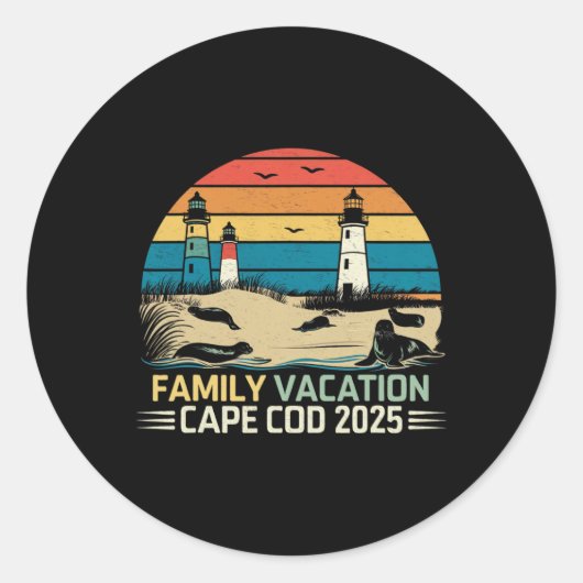 Familie Vakantie Cape Cod 2025 Kust Vakantie Lig Ronde Sticker (Voorkant)