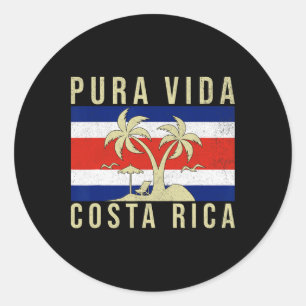 Familie Vakantie Costa Rica Vlag Pura Vida Ronde Sticker